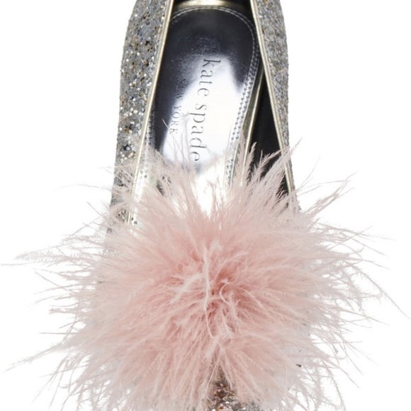 🆕kate spade new york Marabou Pom Pom All Over Glitter Pointed Toe Stiletto Pump - Picture 4 of 6
